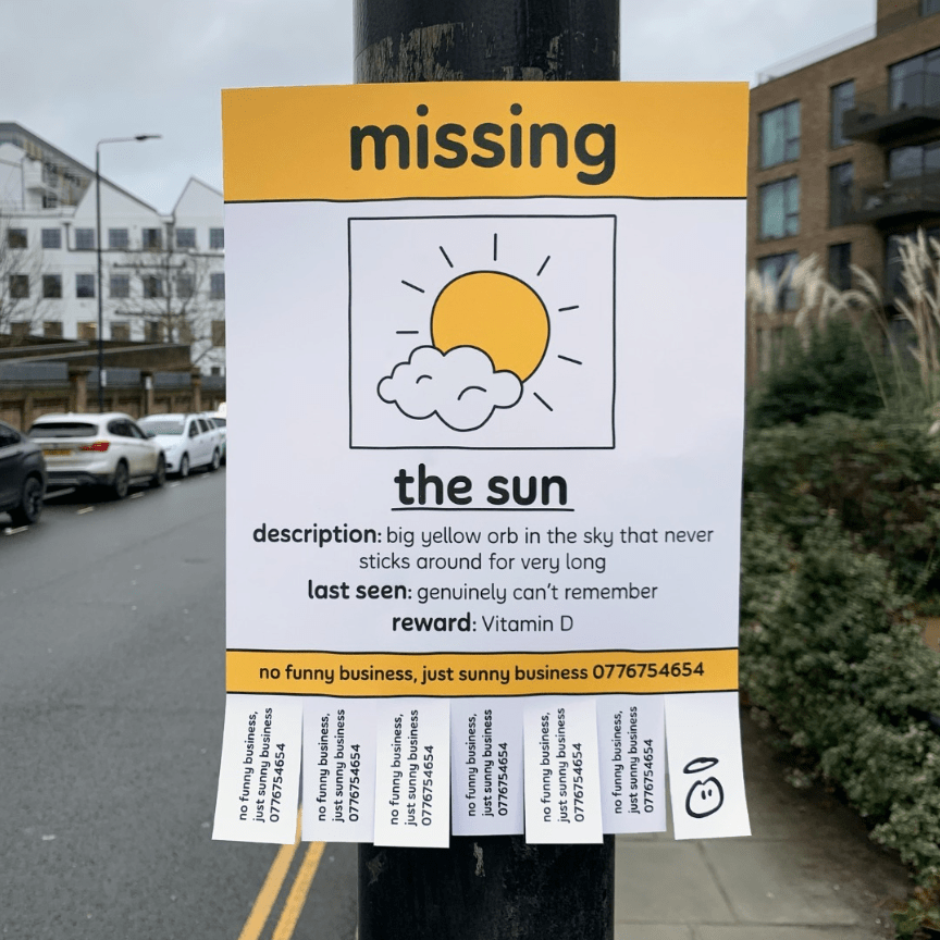 Missing the sun, Innocent Instagram Post. An example of successful Instagram marketing.